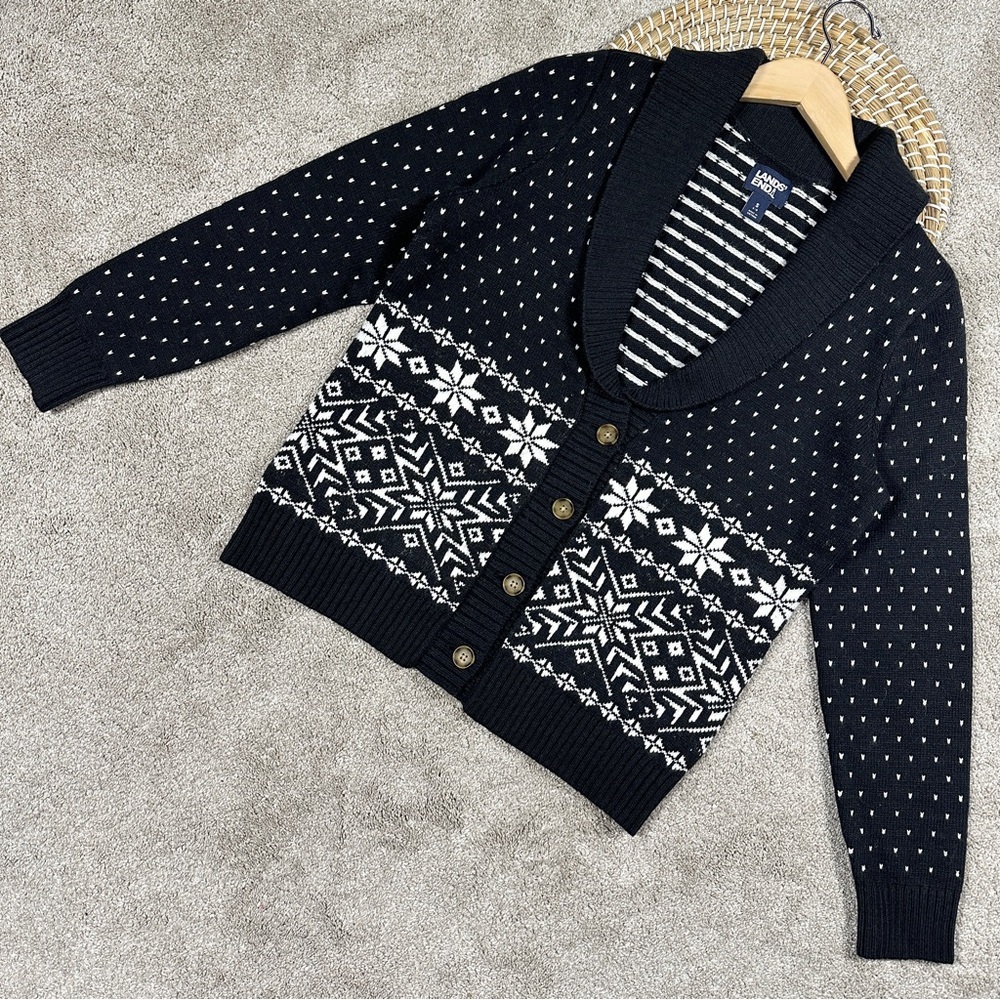 Lands’ End Women’s Wool Blend Cozy Lofty Jacquard… - image 4